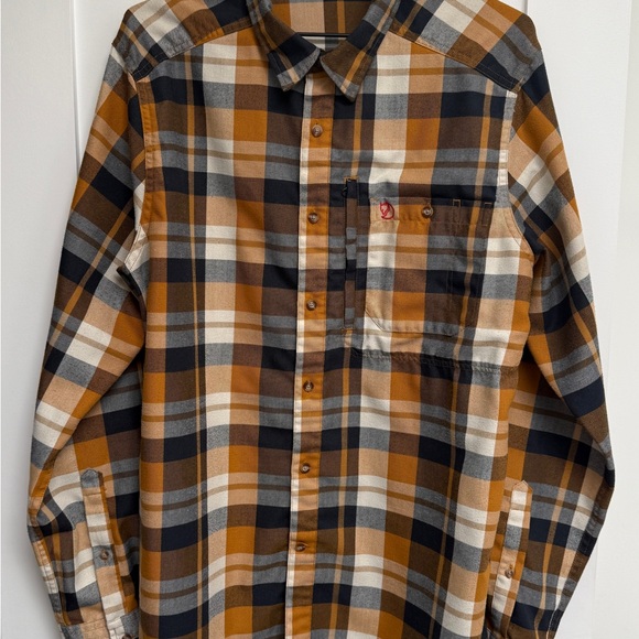 Fjallraven Fjallglim Flannel Shirt - Tan, Black, and White - Picture 1 of 11